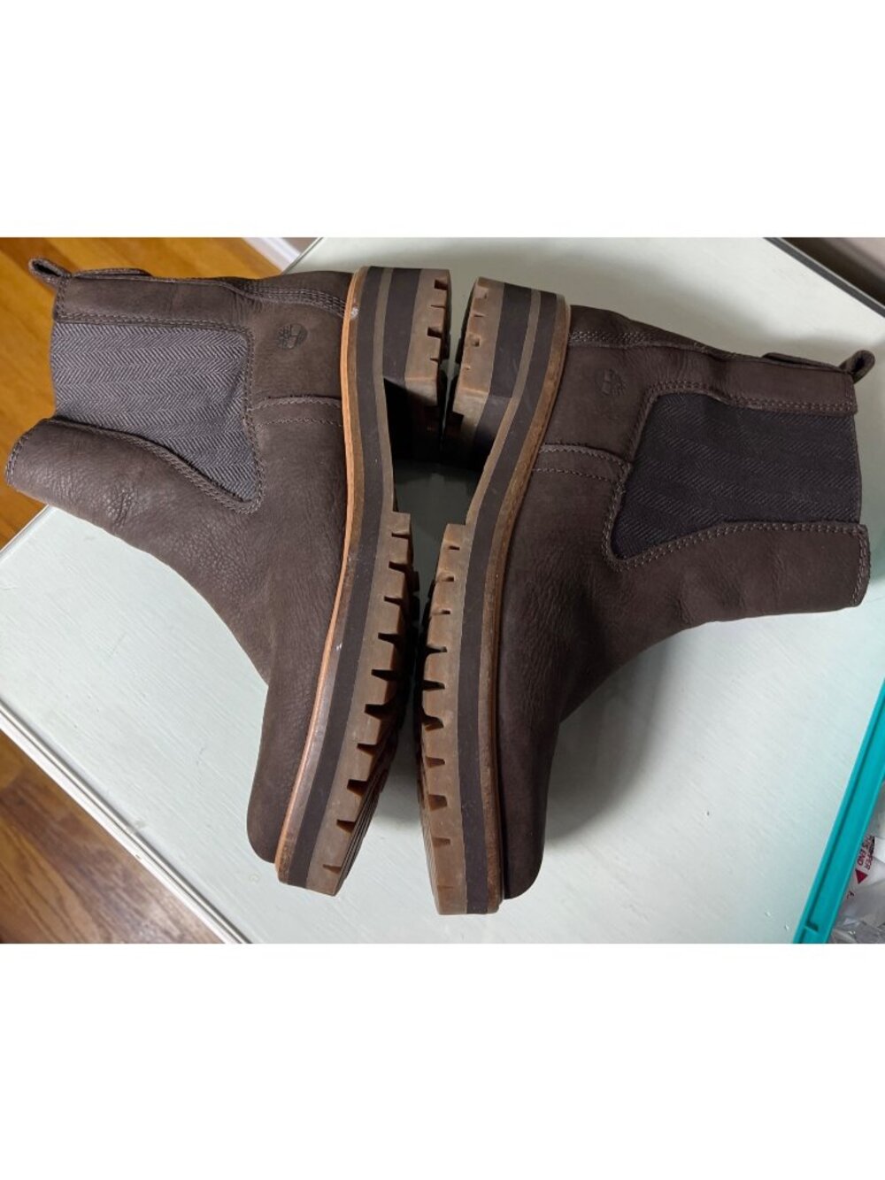 Timberland Courmayeur Valley Boots Chelsea Brown Lug Chunky Sole Rugged Wom 9.5 - Picture 10 of 11